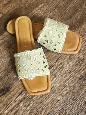 Copper Key Sage Green Floral Cutout Slide Mules